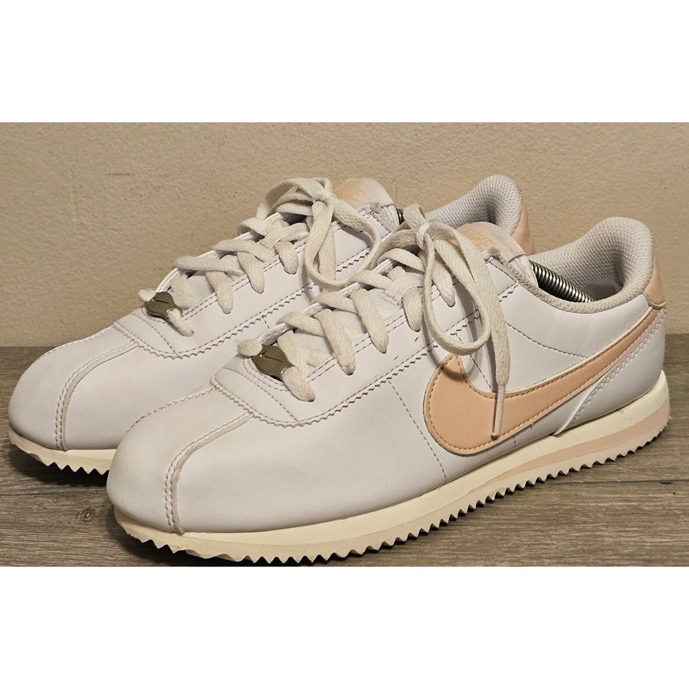 Nike Cortez GS White Light Pink Leather Sneakers DM0950-117 Womens 6.5 / 5Y